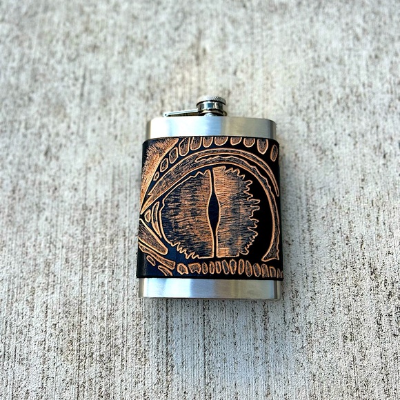 Handmade Leather Dragon Eye Flask